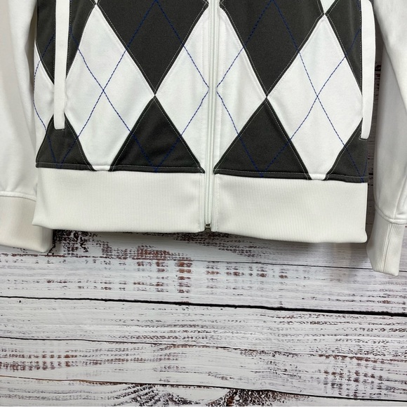 Express White Gray Argyle Full Zip Long Sleeve Jacket - Picture 6 of 15